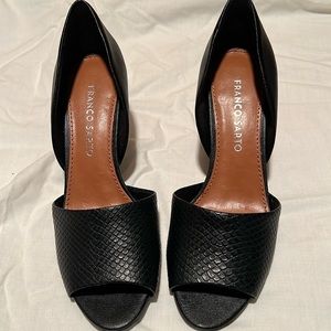 Franco Sarto open toe black heels